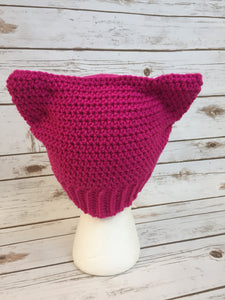 Crochet Pussycat Hat - Pussy Hat - Cat Hat  - Kitty Hat