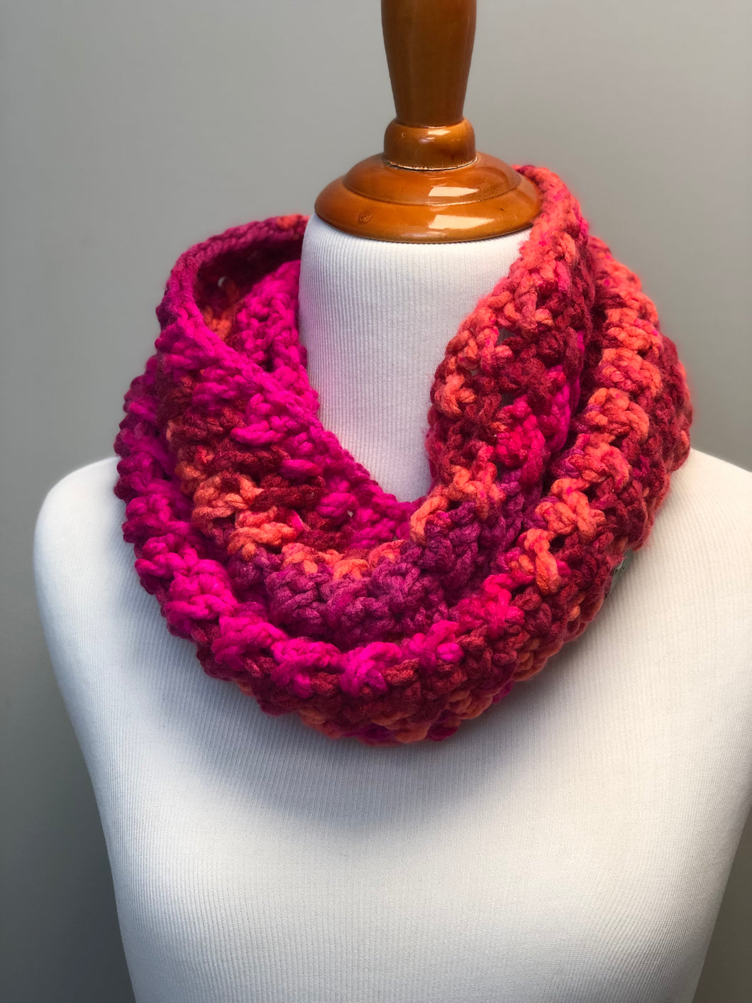 RTS | Chunky Cowl | crochet cowl | bright pink and orange
