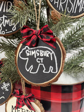 Wood Slice Ornament - Simsbury (with bear)!
