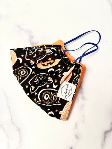 Cats and Pumpkins Print Reusable Face Mask | Handmade Cotton shield