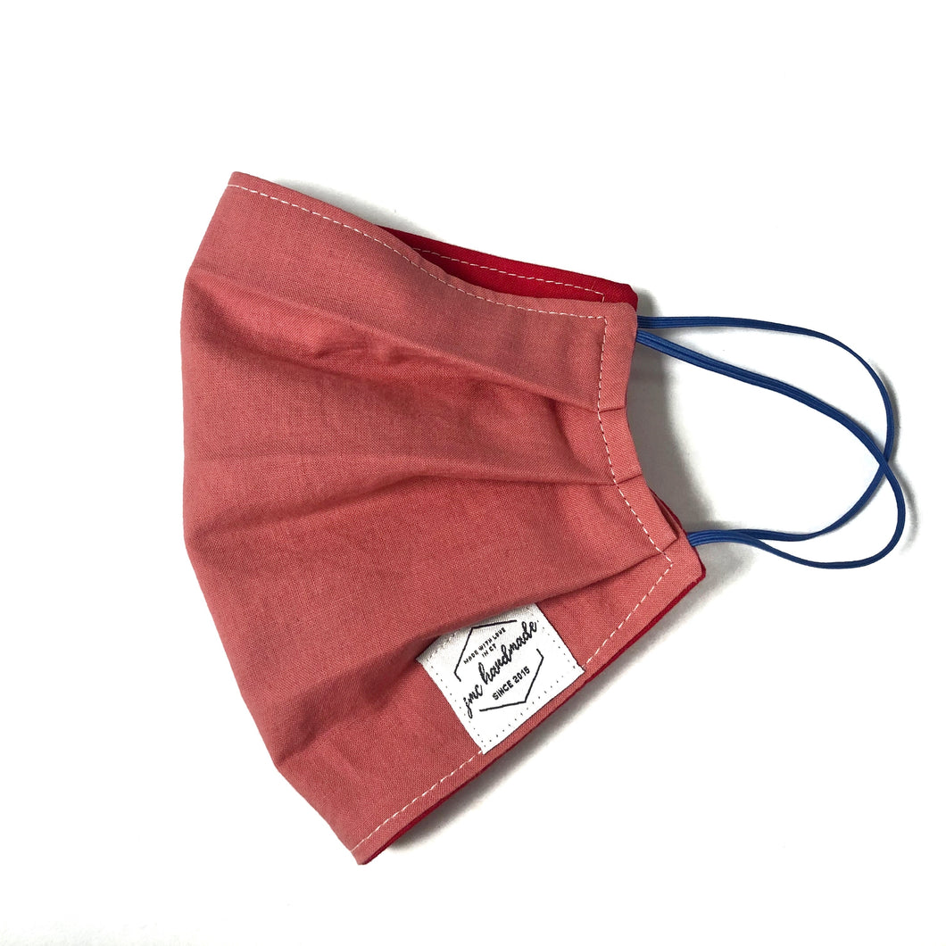 Coral Solid  Reusable Face Mask | Handmade Cotton shield