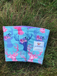 Small Floral Deer Iced Coffee Cozy. Drink Sleeve | RTS