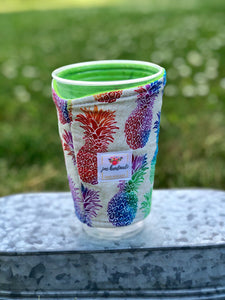 Pineapple Iced Coffee Cozy. Drink Sleeve | RTS