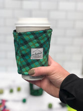 Green Plaid Print Iced Coffee Cozy | Drink Sleeve | St Patrick’s Day