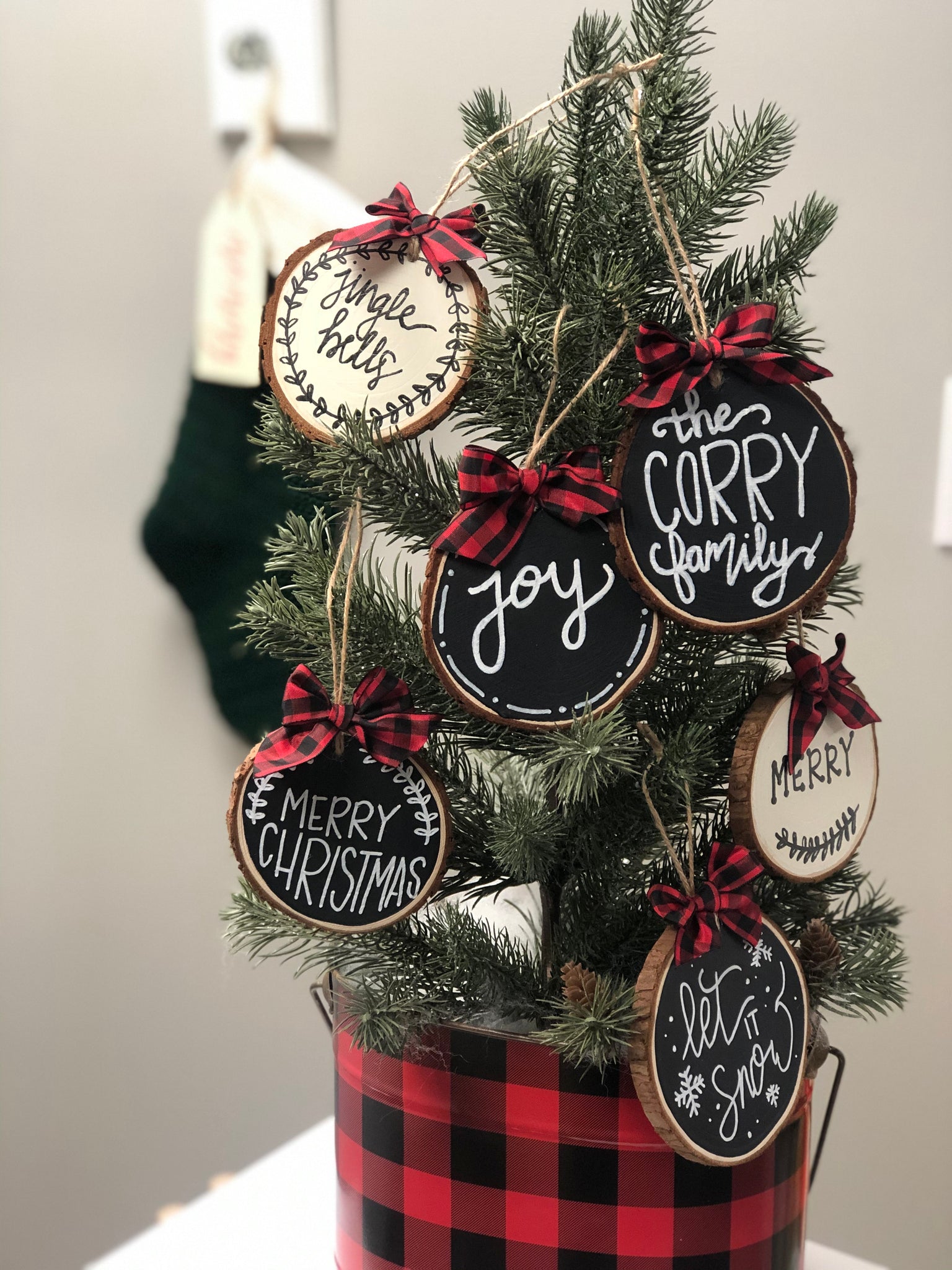 Christmas Ornaments, Wood Slice Ornaments, Merry Christmas