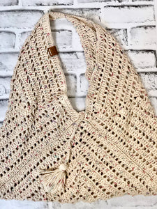 RTS  Vintage White with color Flecks Trinity Tote | market bag | crochet bag