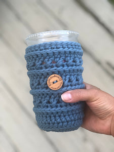 Large Crosstown Cozy slate blue  | Reusable Drink Cozy | RTS