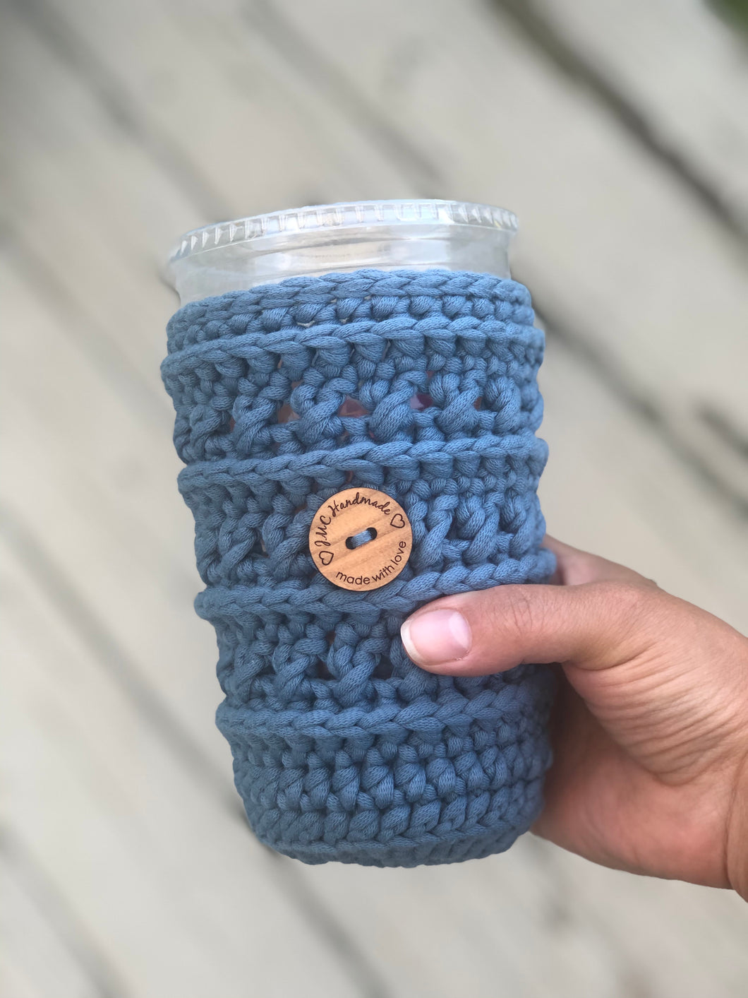 Large Crosstown Cozy slate blue  | Reusable Drink Cozy | RTS